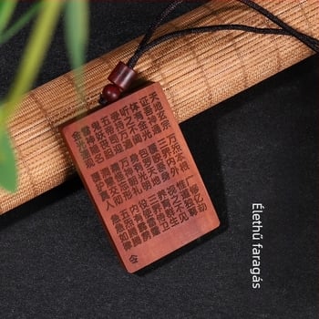 Taoista talizmán medál, védő amulett villám motívummal, fából készült, hordozható