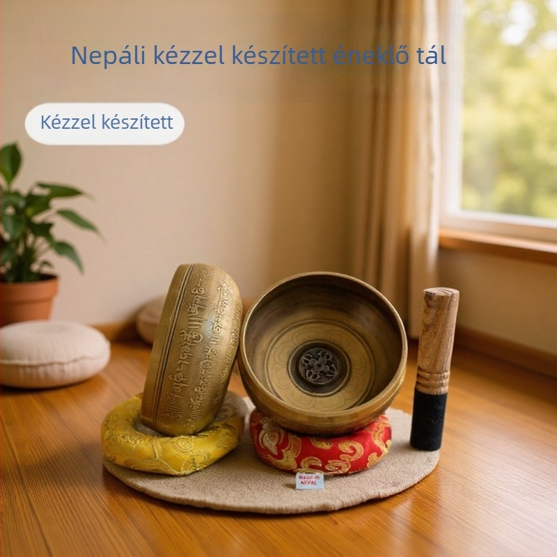 Kézzel készített rézből készült hangcsésze meditációhoz, jóga- és mantra gyakorláshoz