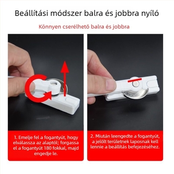 Kétirányú félhold alakú ablakzár csúszó ablakokra, alumíniumötvözet, négyzet alakú fogantyú