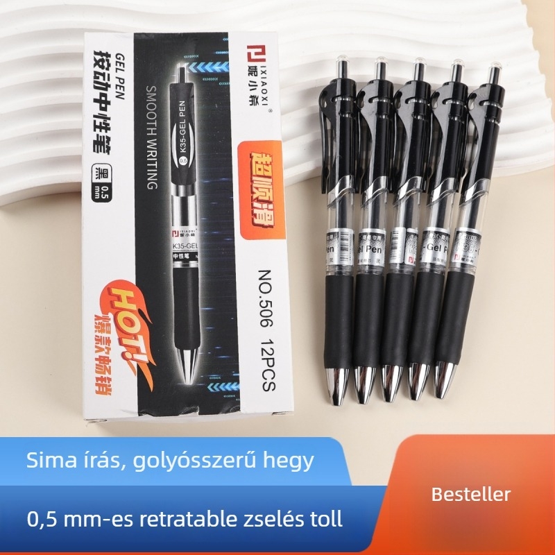 Behúzható golyóstoll 0,5 mm, fekete golyóscsúcs, 12 darabos csomag