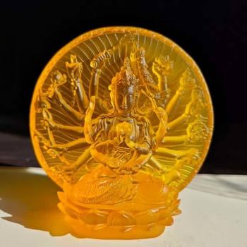 Avalokiteshvara Bodhisattva szobor üveges hátlappal, asztali kiállításhoz, otthoni oltár dekoráció
