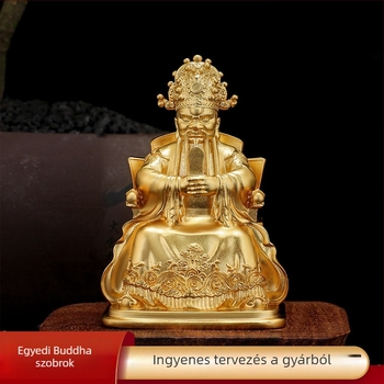 Sárgaréz Buddha szobor – a Gazdagság Istene, Guangji Sárkány Király, Wutai-hegy, 3.3 cm