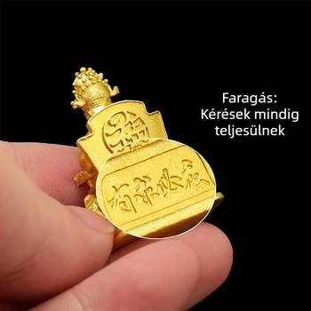 Sárgaréz Buddha szobor – a Gazdagság Istene, Guangji Sárkány Király, Wutai-hegy, 3.3 cm