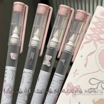 Jumuzhen Ribbon Bear folyékony tintájú rollerball toll, nagy kapacitás, Ins stílus, lányos diákoknak, fekete