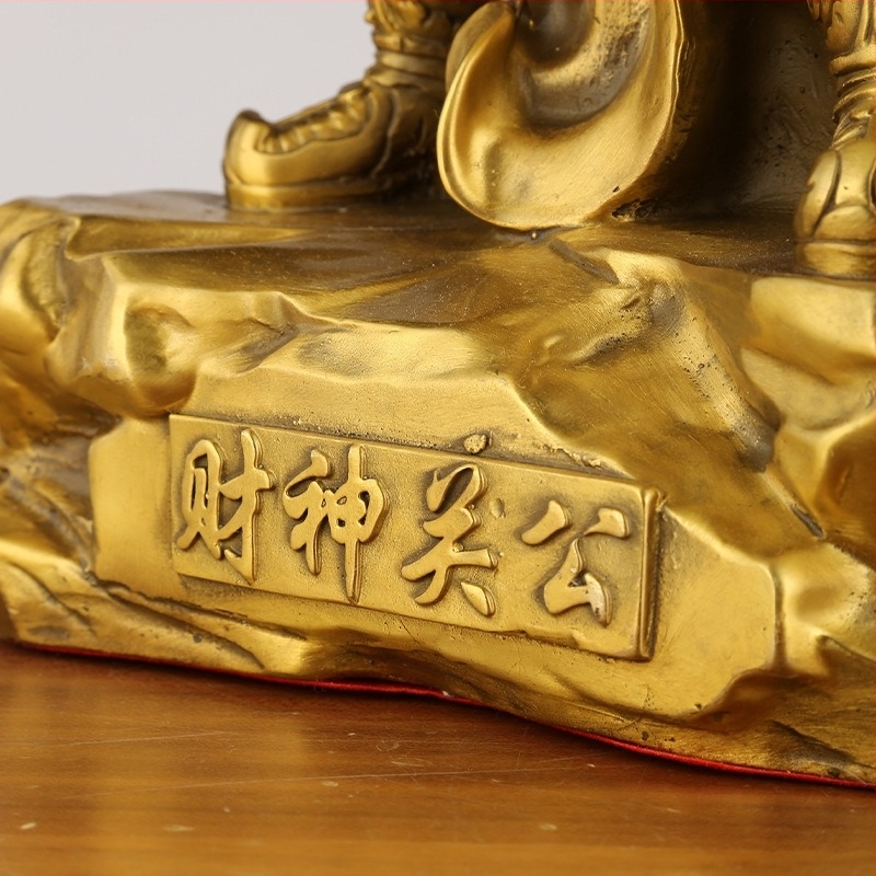 Réz Guan Yu szobor karddal, a Gazdagság Istene – otthoni dekoráció