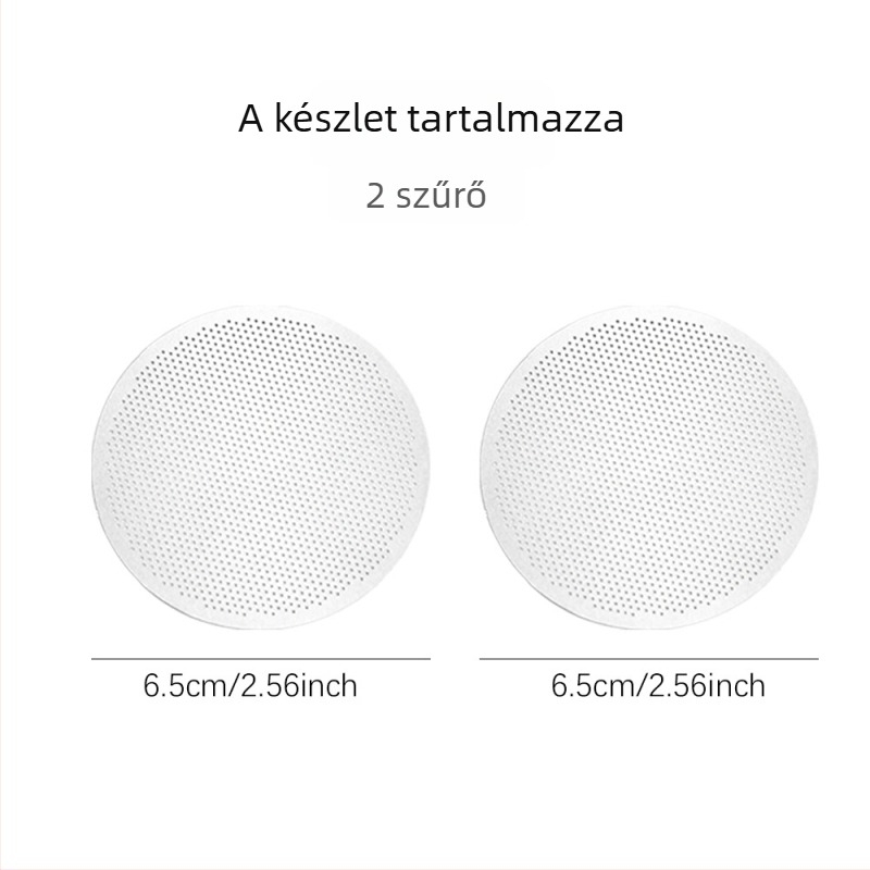 2 darabos rozsdamentes szűrőkosár készlet moka pothoz, méretek 56/59/61/65/68 mm, kézi főzéshez, szűrőpapírral
