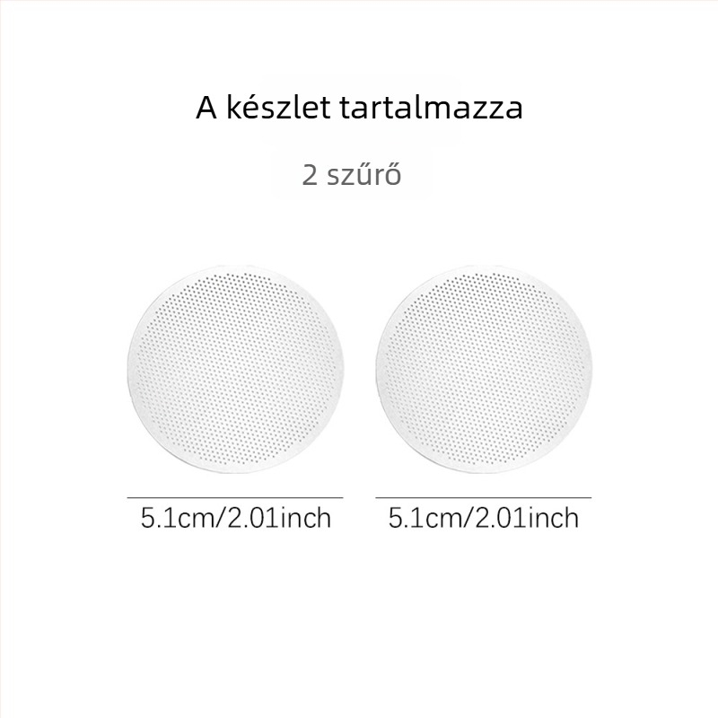 2 darabos rozsdamentes szűrőkosár készlet moka pothoz, méretek 56/59/61/65/68 mm, kézi főzéshez, szűrőpapírral