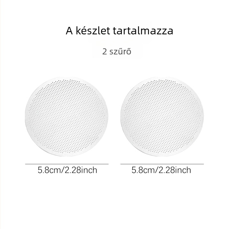 2 darabos rozsdamentes szűrőkosár készlet moka pothoz, méretek 56/59/61/65/68 mm, kézi főzéshez, szűrőpapírral