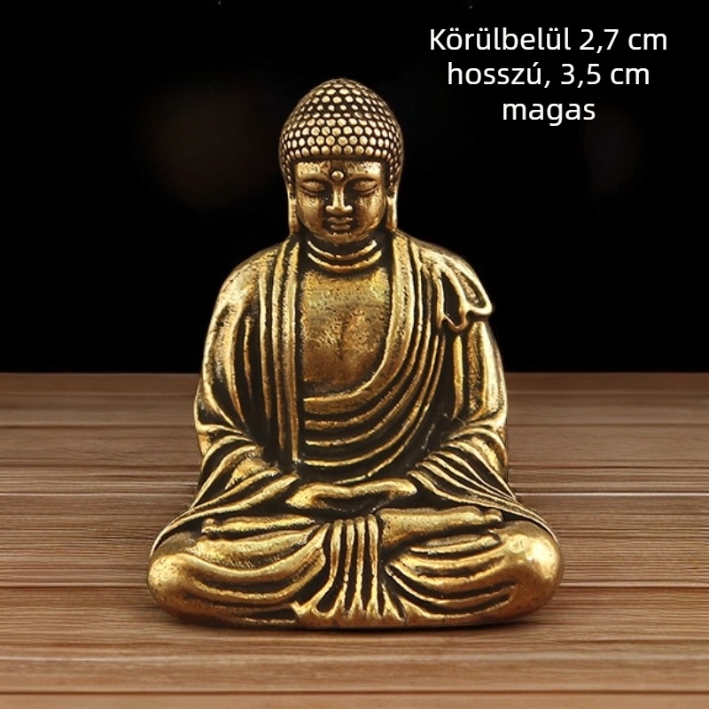 Sárgaréz Buddha-szobor Vairocana, Shakyamuni, Amitábha és Bodhisattva — kis ülő dísz