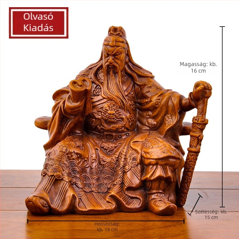Guan Yu olvasó szobra – a Vagyon Istene, dísz a szerencséért és tiszteletadásért