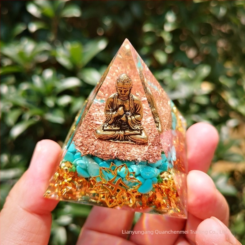 Piramisz alakú kristálygyanta Buddha szobor – Zen stílus
