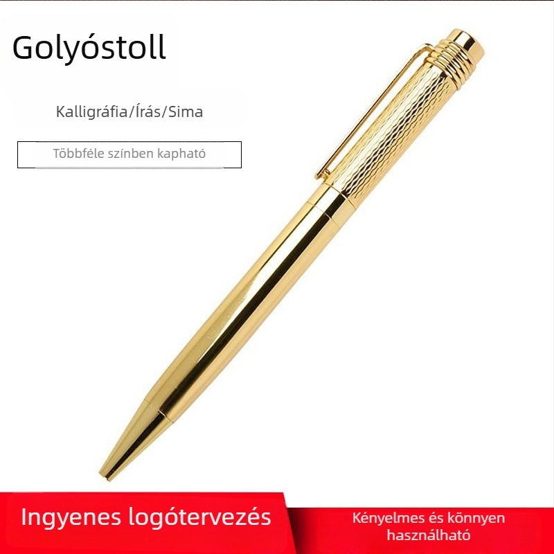 Kreatív gravírozott fém golyóstoll, üzleti ajándék, iroda és aláírásokhoz; logó nyomtatása lehetséges