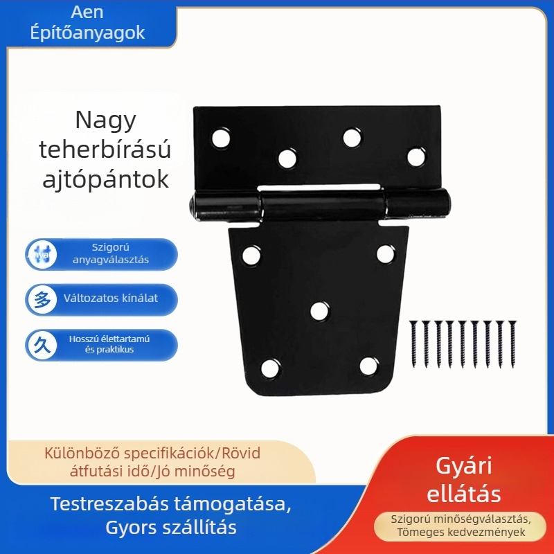 T-típusú zsanér, 3,5 hüvelykes, fekete, vasból készült ajtókhoz és szekrényekhez