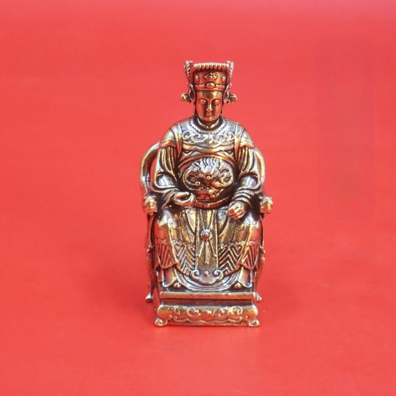 Sárgaréz Mazu-szobor otthoni dekorációhoz, Mennyei Királynő istennő, kínai stílus