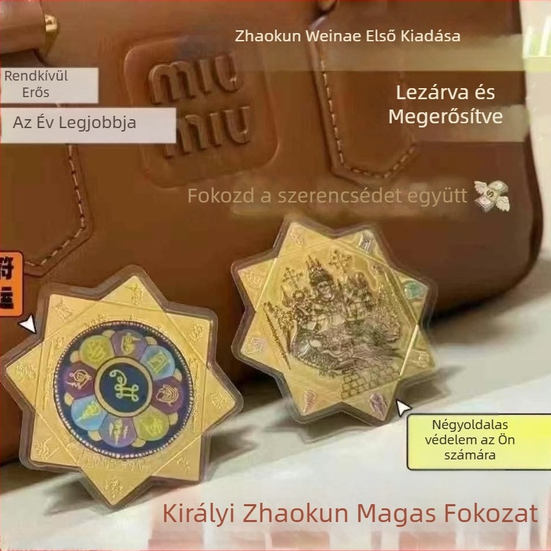 Thai buddhista amulett, csillag stílus, Zhaokun Weina, Nine-Path Wealth Y Card, tiszta réz Buddha-szobor műanyag tokban