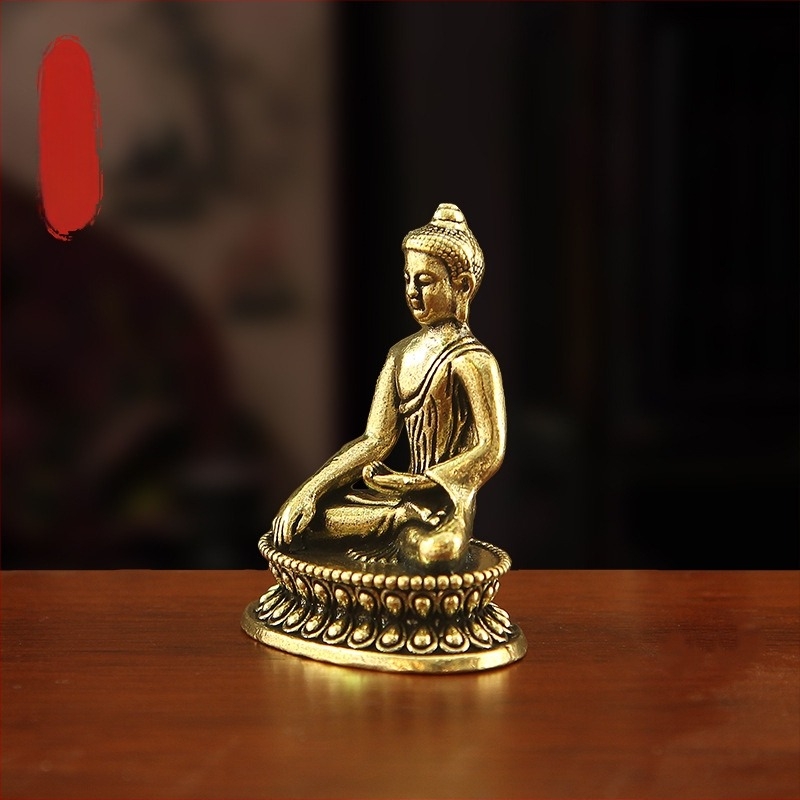 Antik stílusú Buddha-gyógyító szobor, tibeti stílusú Guanyin zseb Buddha, kreatív retro kis dísztárgy