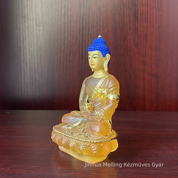 Amitabha Buddha szobor gyantából, glazúrozott felülettel otthoni oltárhoz