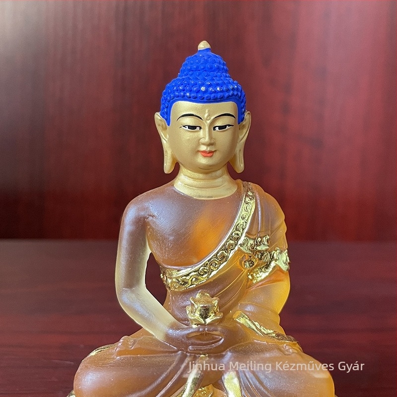 Amitabha Buddha szobor gyantából, glazúrozott felülettel otthoni oltárhoz