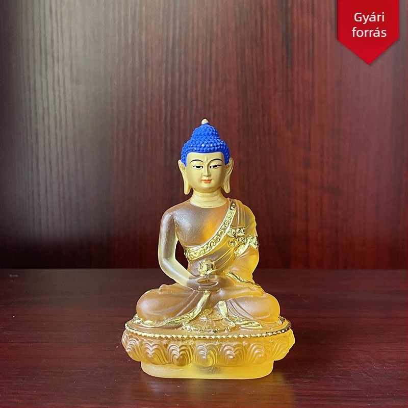 Amitabha Buddha szobor gyantából, glazúrozott felülettel otthoni oltárhoz