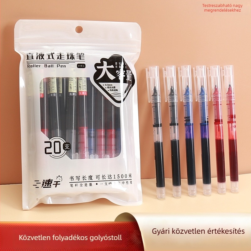 Juneng gyorsan száradó zselés toll, fekete tinta, nagy kapacitás, teljes tűcső kialakítás, többfunkciós toll, minimalist dizájn