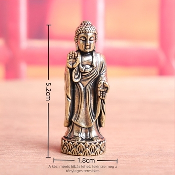 Sárgaréz álló Buddha-szobor Vairocana és Shakyamuni, retro asztali dísz