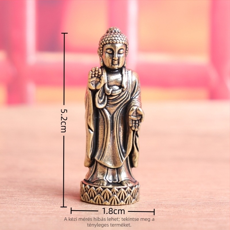 Sárgaréz álló Buddha-szobor Vairocana és Shakyamuni, retro asztali dísz
