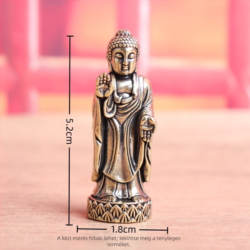 Sárgaréz álló Buddha-szobor Vairocana és Shakyamuni, retro asztali dísz