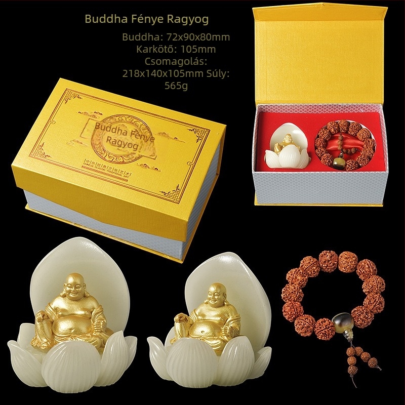 Maitreya Buddha szobor fénnyel ragyogó, otthonra és teaházba dekorációként, háromdimenziós bejárati dísz, vonzza a gazdagságot