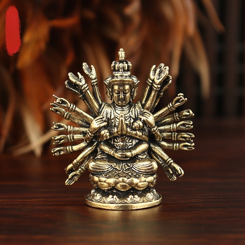 Guanyin ezerkarú szobor — mini Bodhiszattva figura templomhoz vagy otthonhoz