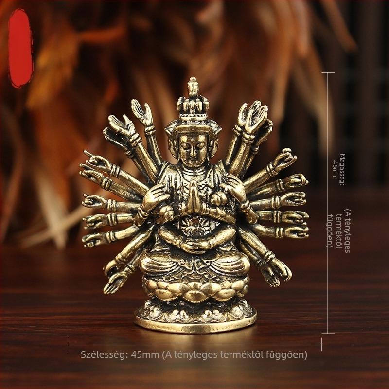 Guanyin ezerkarú szobor — mini Bodhiszattva figura templomhoz vagy otthonhoz