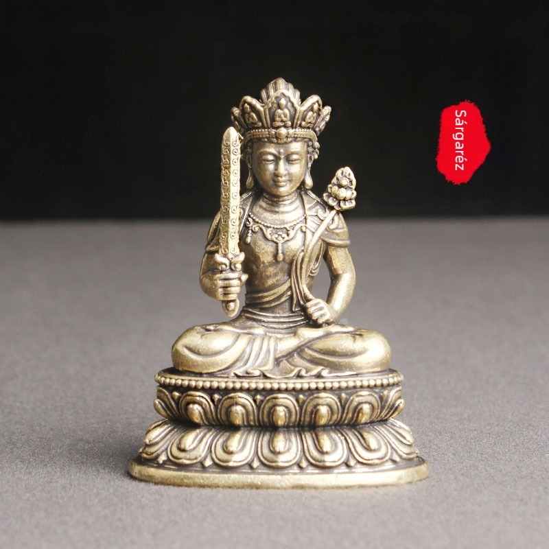 Sárgarézből készült Akasagarbha Bodhisattva szobor – asztali dekoráció otthonra, buddhista figura