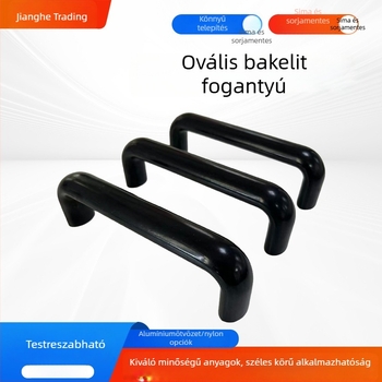 Bakelit ovális fogantyú, piros-fekete U-alakú kilincs szekrényajtókhoz, gépészeti berendezésekhez