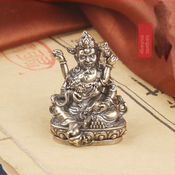 Zsárgaréz tibeti tantrikus vörös vagyon Istene Buddha szobor asztali dekoráció – antik stílusú buddhista gyűjtemény