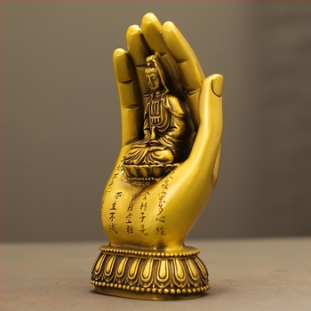 Guanyin Bodhisattva bronz szobor, Heart Sutra zen motívummal, ezernyi kézzel dísz otthoni oltárhoz