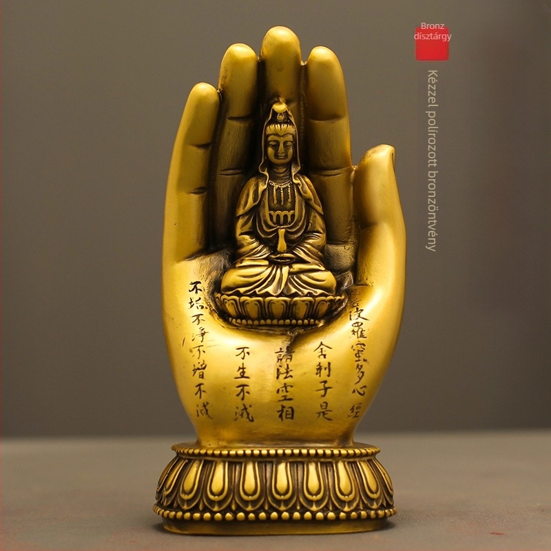 Guanyin Bodhisattva bronz szobor, Heart Sutra zen motívummal, ezernyi kézzel dísz otthoni oltárhoz