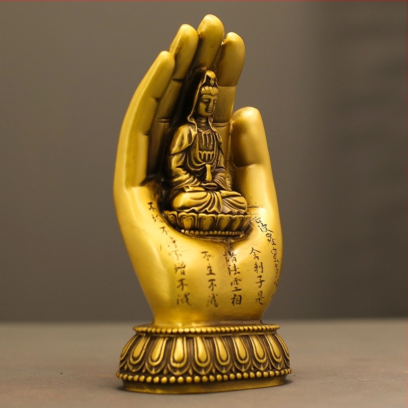 Guanyin Bodhisattva bronz szobor, Heart Sutra zen motívummal, ezernyi kézzel dísz otthoni oltárhoz