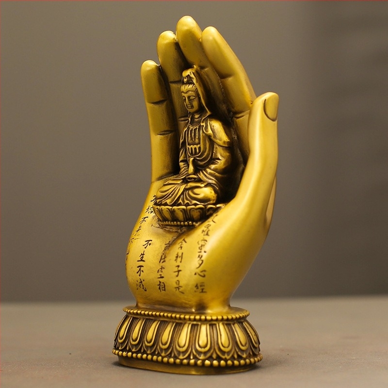 Guanyin Bodhisattva bronz szobor, Heart Sutra zen motívummal, ezernyi kézzel dísz otthoni oltárhoz