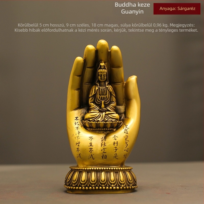 Guanyin Bodhisattva bronz szobor, Heart Sutra zen motívummal, ezernyi kézzel dísz otthoni oltárhoz