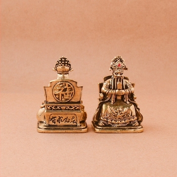 Antik stílusú sárgaréz Buddha szobor sárkány motívummal, tibeti stílusú gyűjtemény