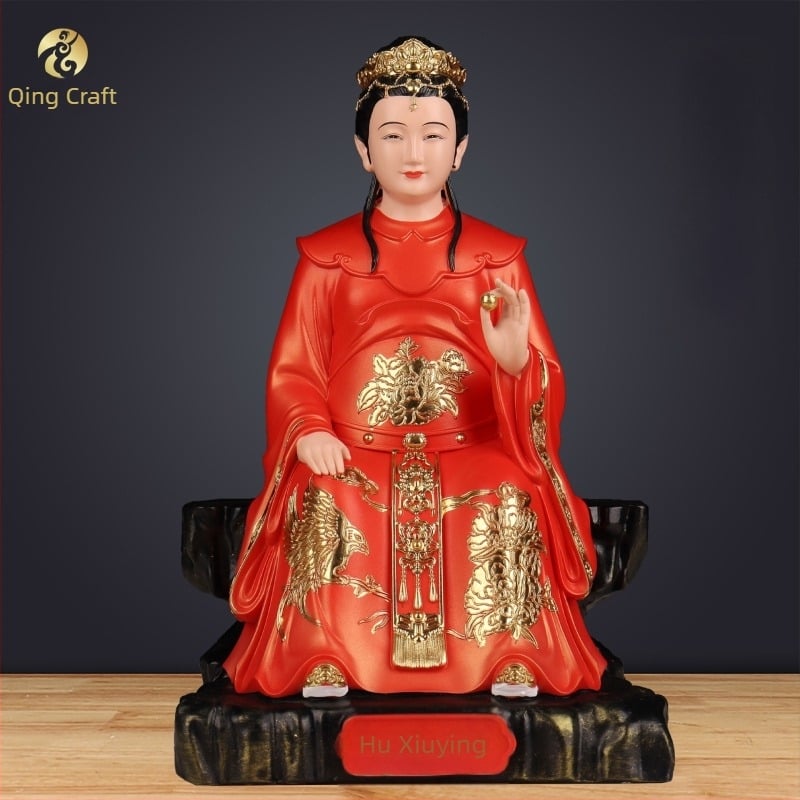 Műgyantából készült Hu Xiuying szobor, Hu Xian istenség alakja, dekoratív dísz