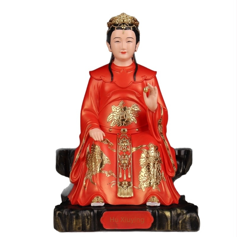 Műgyantából készült Hu Xiuying szobor, Hu Xian istenség alakja, dekoratív dísz
