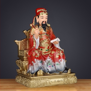 Műgyantából készült Wenchang Dijun és Wenqu Xingjun istenek szobrai, irodalmi istenek, dísztárgyak a hírnév és a hivatalos rang áldásával