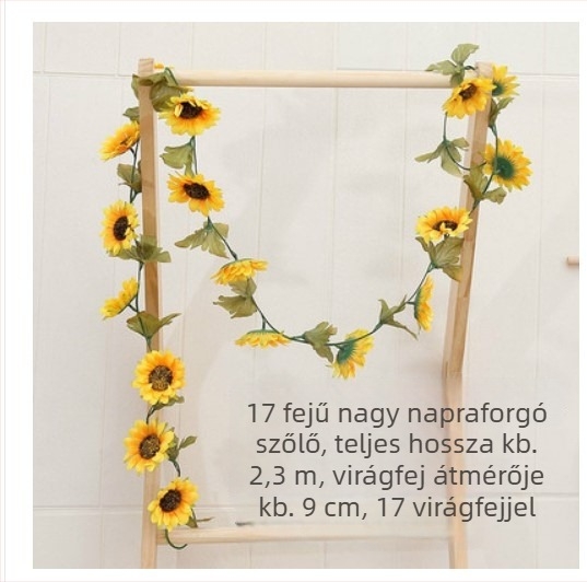 Selyemvirágokból készült napraforgó indás dekoráció légcsatornához