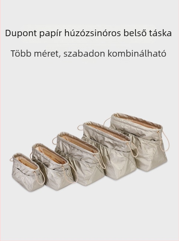 DuPont papírból készült húzószárú belső táska totehoz, osztóval és beépített zsebbel, könnyű bélés