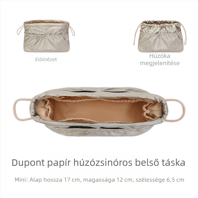 DuPont papírból készült húzószárú belső táska totehoz, osztóval és beépített zsebbel, könnyű bélés