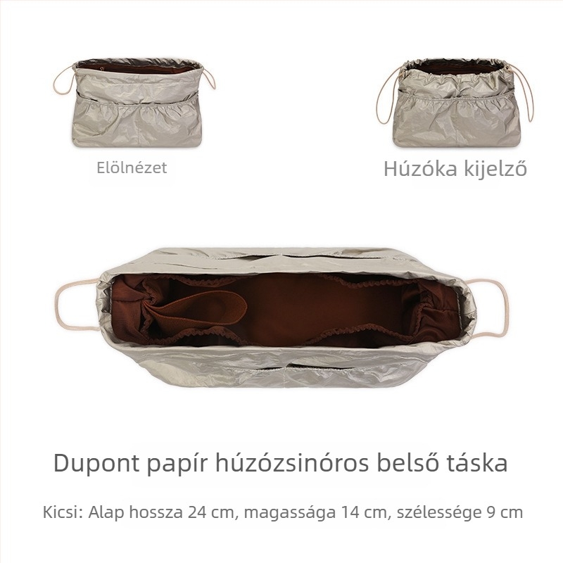 DuPont papírból készült húzószárú belső táska totehoz, osztóval és beépített zsebbel, könnyű bélés