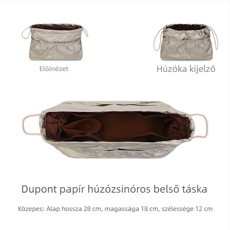 DuPont papírból készült húzószárú belső táska totehoz, osztóval és beépített zsebbel, könnyű bélés