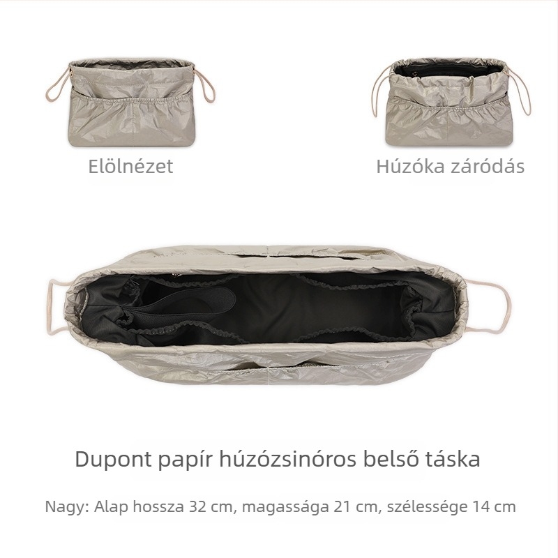 DuPont papírból készült húzószárú belső táska totehoz, osztóval és beépített zsebbel, könnyű bélés