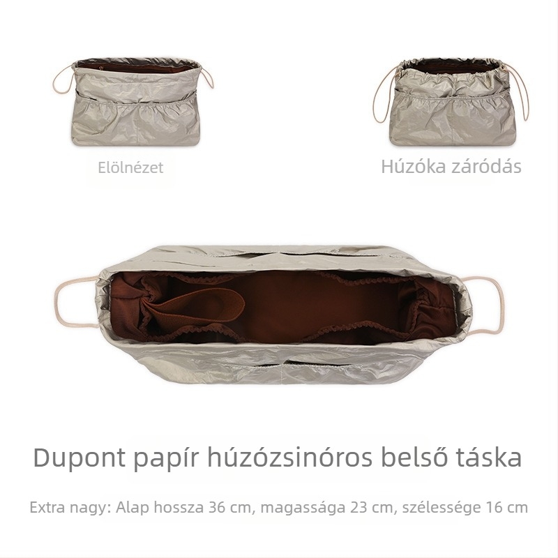 DuPont papírból készült húzószárú belső táska totehoz, osztóval és beépített zsebbel, könnyű bélés