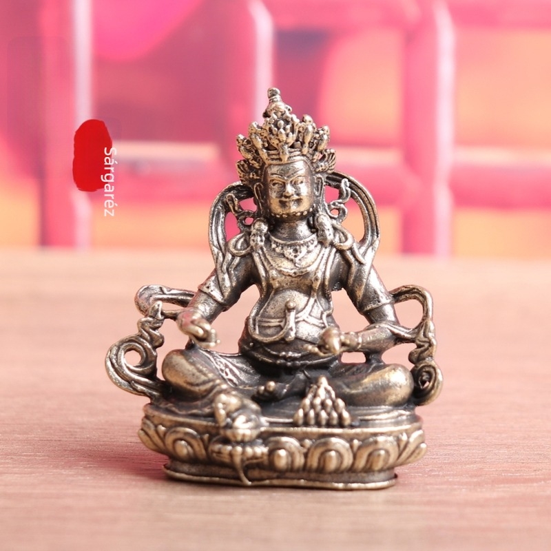 Tiszta sárgaréz tibeti tantrikus Buddha-szobor – retro asztali dekoráció otthonra